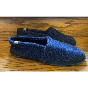 ACORN MEN MOC SLIPPER 10 1/2- 11 1/2 US TEX/POLAR BLUE CHECK BERBER FAUX FUR